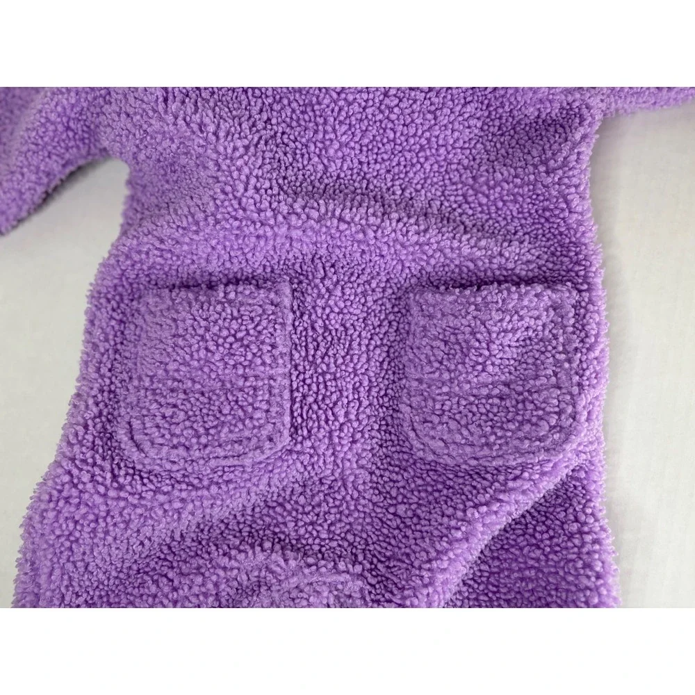 Carhartt Baby Girls Purple Sherpa Fleece Hooded Coverall Jumpsuit 18M Zip